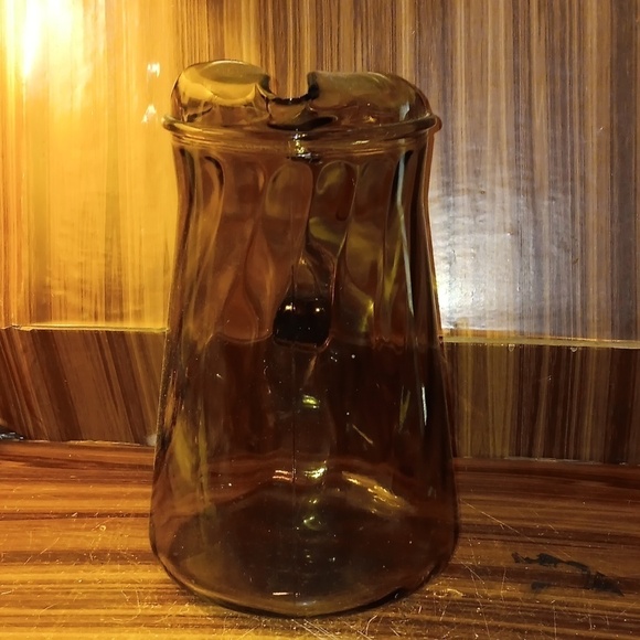 Vintage 1960s Barlett Collins amber swirl 2qt glass pitcher - Picture 2 of 6